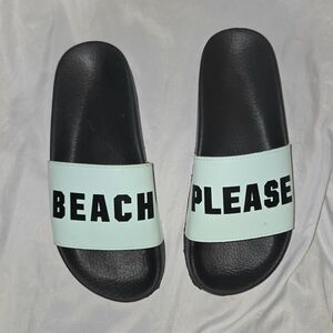 Victoria's Secret Black and White Slide Sandals
